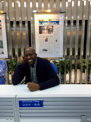Michael Ottey at the China Daily. (Courtesy Michael Ottey)